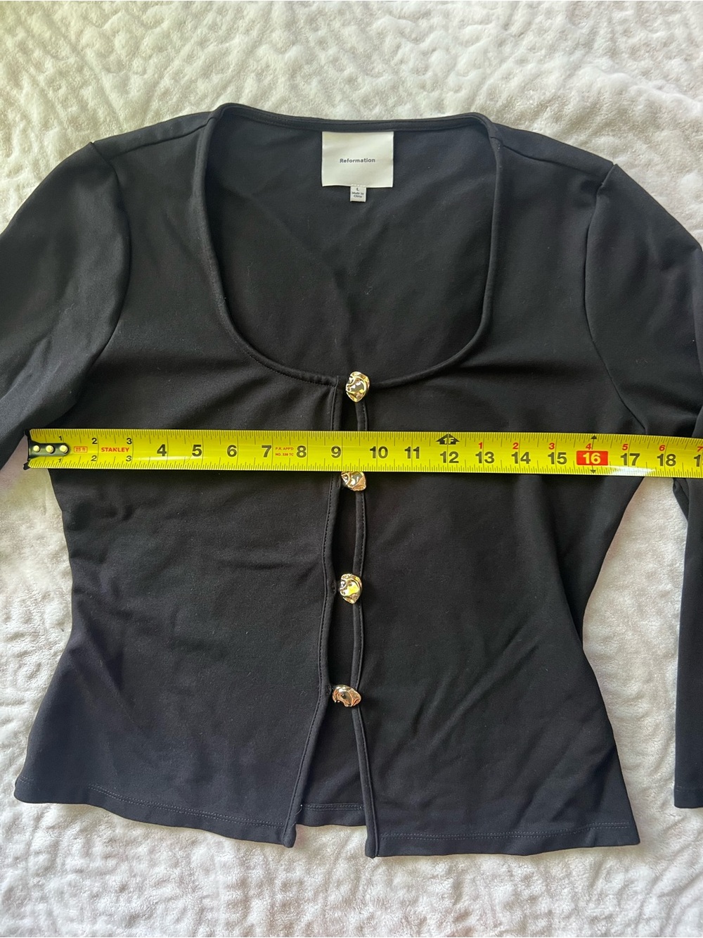Reformation Black Owen Knit Top Size L - Picture 6 of 9